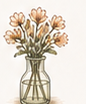 Illustrated flowers in a glass vase